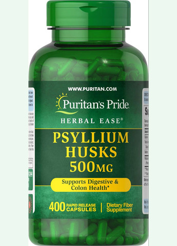 Подорожник шелуха Puritan's Pride Psyllium Husks 500 mg 400 Capsules Puritans Pride (293061857)