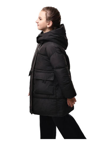 Чорна куртка зимова для дівчинки підлітка Lumo