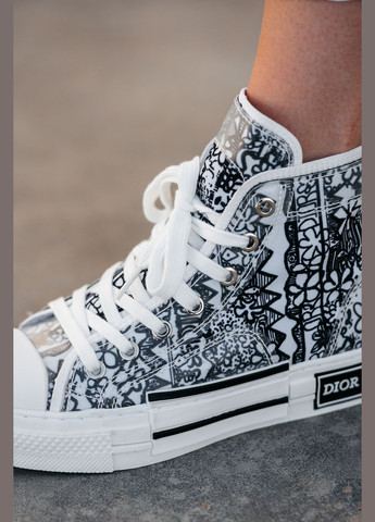 Кроссовки женские Christian Dior B23 Sneakers black white | Диор В23 Сникерс высокие черно-белые No Brand чёрно-белые демисезоны (315761830)