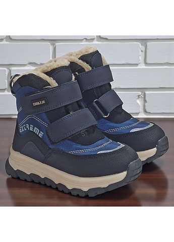 Темно-синие зимние дутики на овчине для мальчика,ботинки на овчине для мальчика,зимние ботинки на липучках Tom.M на липучке