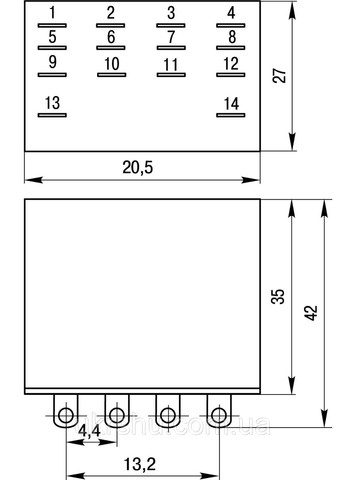 Реле проміжне e.control.p341, 3 А, 12 В DC, на 4 групи контактів i.my4.12dc E.NEXT (337360166)
