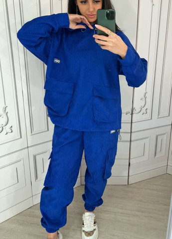 Вельветовый оверсайз костюм с капюшоном и накладными карманами. Україна (322265125)