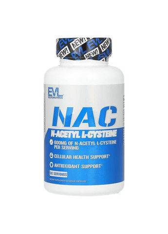 N-Ацетил-L-Цистеин NAC 600 mg 60 Veggie Capsules EVLution Nutrition (292555761)
