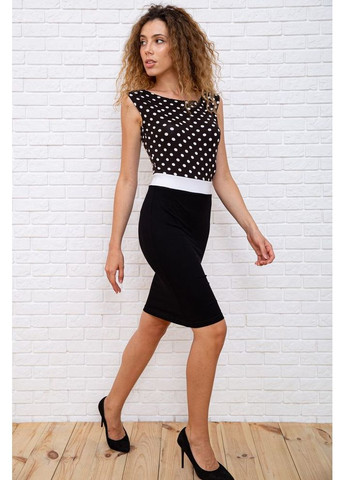 Чорна коротка пряма сукня, чорного кольору в горох, 167r099 Ager