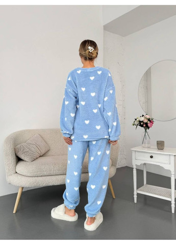 Женский теплый домашний костюм в сердце голубого цвета 35916 No Brand (368726743)
