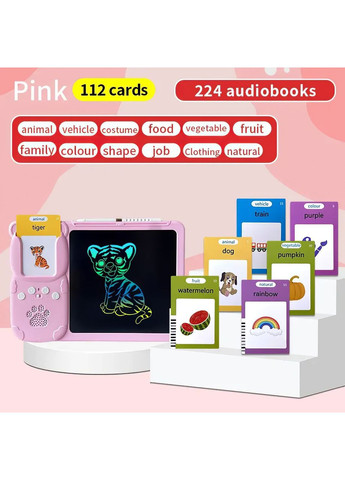 Планшет детский интерактивный для изучения английского языка с доской рисования и стилусом 2 в 1 112 карточек No Brand (361161853)