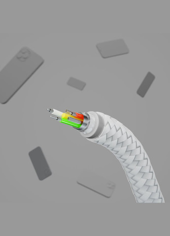 Кабель USB-С - Lightning BRAIDED SILICONE 1m White Belkin (317863741)