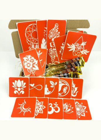 Набор хны с трафаретами для био-тату №6 henna-set-06 Fresh Tattoo (367963643)