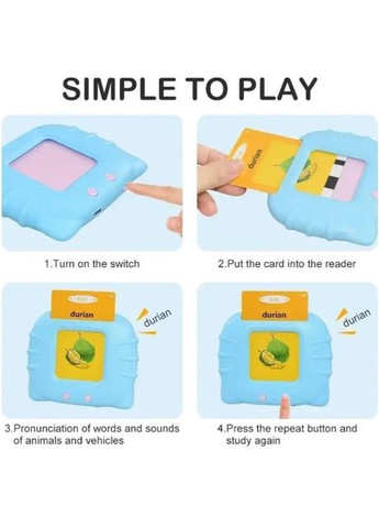 Інтерактивні картки Montessori для дітей — 112 звукових карток для вивчення англійської, блакитний No Brand (305572022)