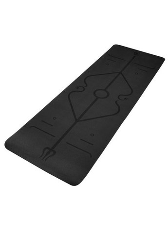 Коврик для фітнесу з малюнком 183/61см TPE+TC 6мм двошаровий чорно-зелений U-Powex (304541858)