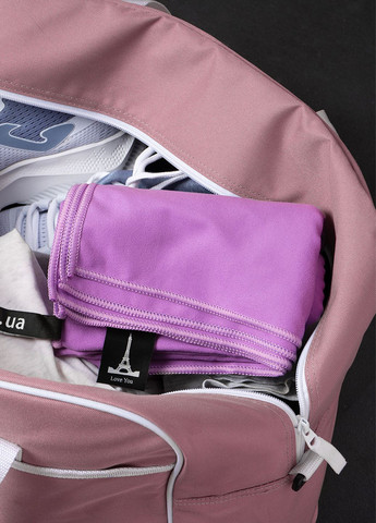 Дорожній спортивний рушник 50х90 з мікрофібри з чохлом Світло-бузковий Love You однотонний бузковий