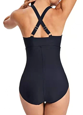 Чорний літній купальник суцільний tummy control swimsuiti (8484) FS