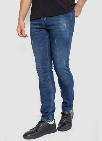 Темно-синие демисезонные прямые джинсы мужские однотонные с потертостями темно-синие размер 29 (sku_247r664-1) Ager