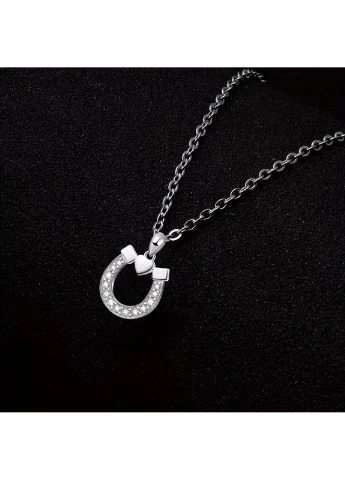 Кулон «Подкова и сердечко» с белыми фианитами на цепочке 2.8 см 50 см Liresmina Jewelry (370948876)