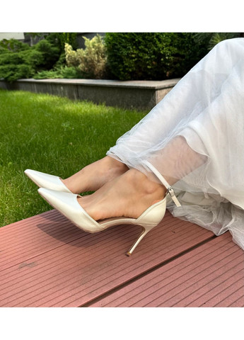 No Brand Женские туфли свадебные атласные и брошью жемчуг цветок 7,5 см белый з текстиль, — (351394386)