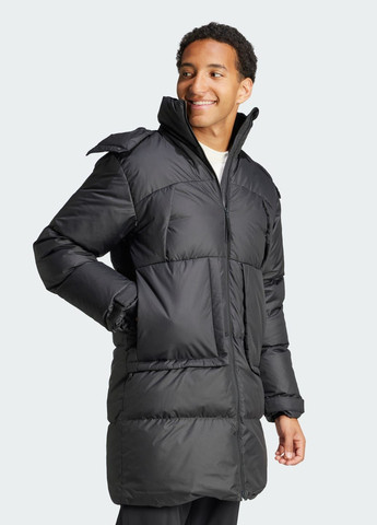 Черная демисезонная пуховик big baffle adidas