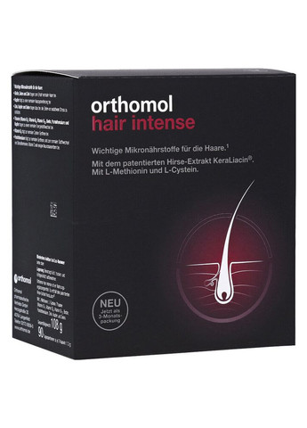 Вітамінний комплекс для зміцнення та покращення росту волосся Hair Intense (180 капсул на 90 днів) Orthomol (280265853)