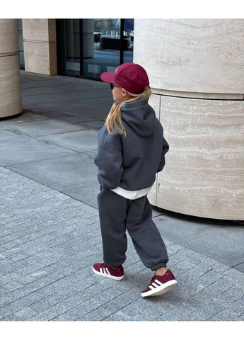 Графитовый демисезонный детский костюм с брюками и худыми брючный Adelante