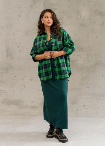 Зеленая повседневный, кэжуал рубашка в клетку No Brand с длинным рукавом