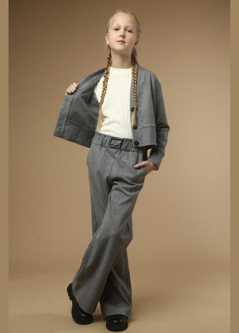 Серый демисезонный костюм "елка" брючный IRmAS