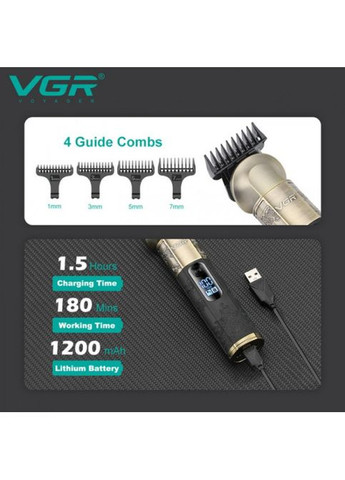 Тример VGR V-296, 4 насадки, LED display MDR No Brand (371794170)