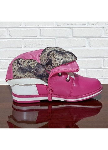 Малиновые повседневные осенние демисезонные утепленные ботинки для девочки на флисе Meekone