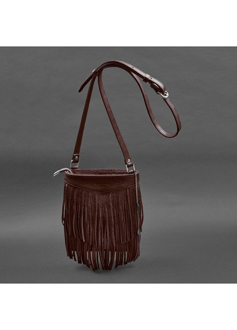 Шкіряна жіноча сумка з бахромою міні-кроссбоді Fleco бордова BlankNote кросс-боди (348359313)