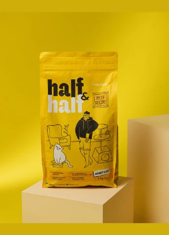 Сухий корм для дорослих котів, з яловичиною, 2 кг Half&Half (306721720)