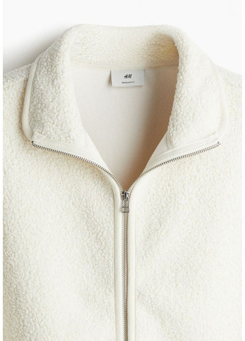 Біла демісезонна чоловіча плюшева куртка стандартного крою н&м (58011) s біла H&M