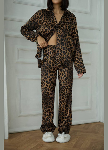 Комбінована всесезон піжама для дому сорочка + брюки No Brand комплект сорочка та штани