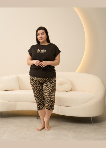 Коричневая женский батальный комплект с капри Nicoletta