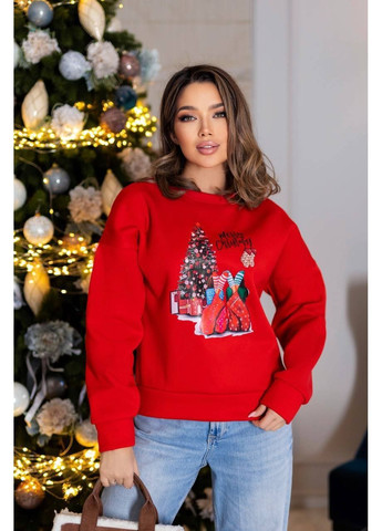 Красный новогодний свитшот, цвет красный Fashion (370032851)