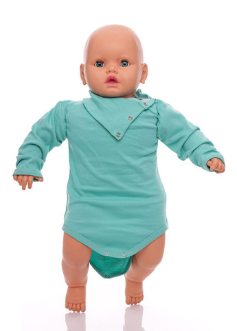 Боді з довгим рукавом з шийкою для хлопчика інтерлок бірюзовий 92 см (50785) BABYKROHA (297197523)