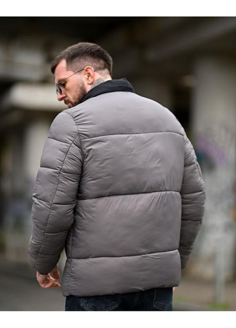 Серая зимняя мужская зимняя куртка плащевка с холлофайбером серая Freedom