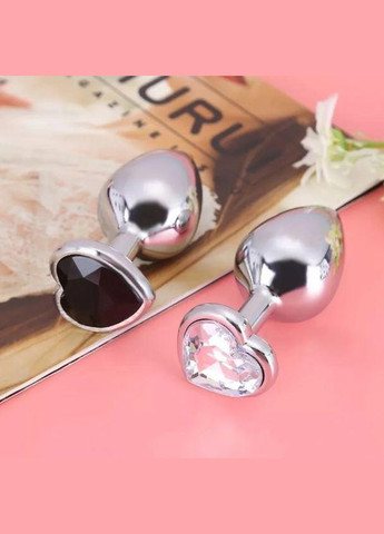 Малая анальная страза сердце S с прозрачным камнем в чехле и клубничным лубрикантом No Brand (340914795)