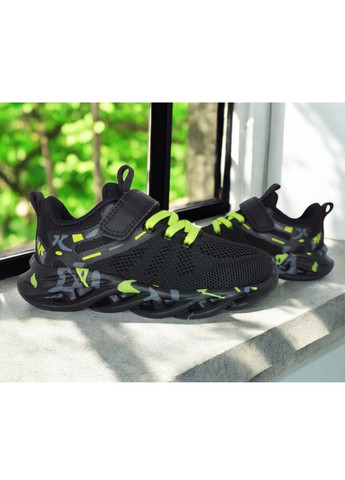 Черные всесезон кроссовки арт., чорный-салатовый Clibee 383BG