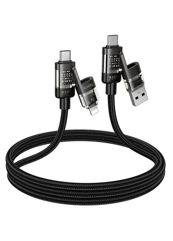 Дата кабель Hoco 4in1 Type-C to USB/Lightning 240W 1.2м Пластик No Brand U151 Goldsmith (402062296)