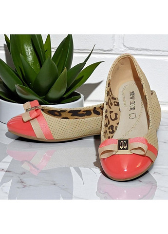 Бежевые классические туфли для девочки балетки в школу 1674 бежевый Lucky