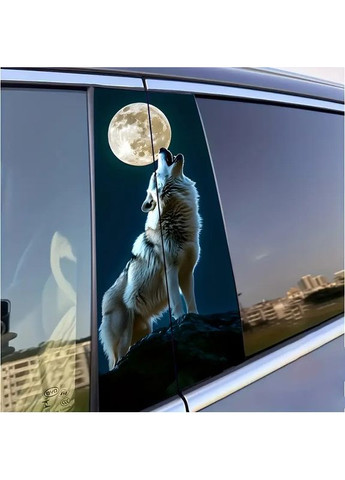 Наклейки на стойки дверей авто 3D TUNING STUDIO Волк месяц 500х220х0.080мм=2штуки No Brand (362499345)