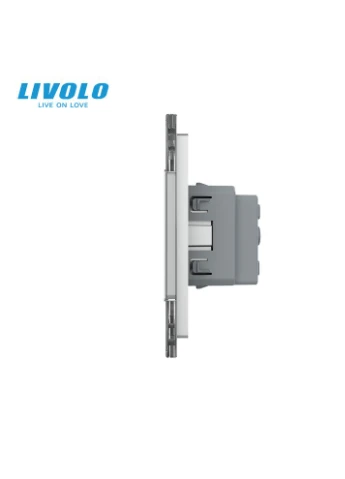 Сенсорний вимикач 1 сенсор 3 розетки скло (VL-C701/C7C3EU-15) Livolo (375457130)