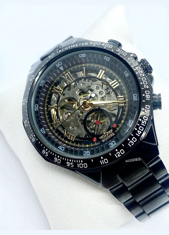 Часы мужские механические наручные Skeleton с автоподзаводом Черный с золотом ( код: IBW903BY ) Winner (365865072)