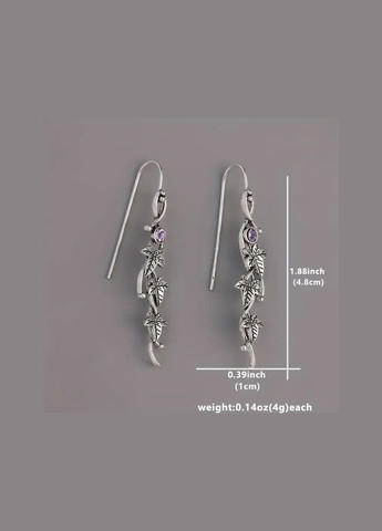 Сережки Плющ з бузковим каменем No Brand (298426493)