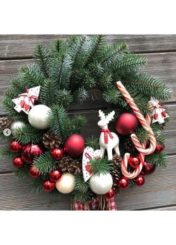 Вінок новорічний різдвяний SGH Premium з литої хвої d-45 см зелений HVOYA (370797059)