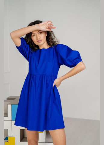 Синя плаття жіноче котонове зі вільною спідницею міні електрик mkaz61 42 Modna KAZKA