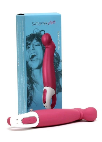 Мощный вибратор Vibes Petting Hippo с гибким стволом, литий силикон, 12 режимов Satisfyer (366569958)