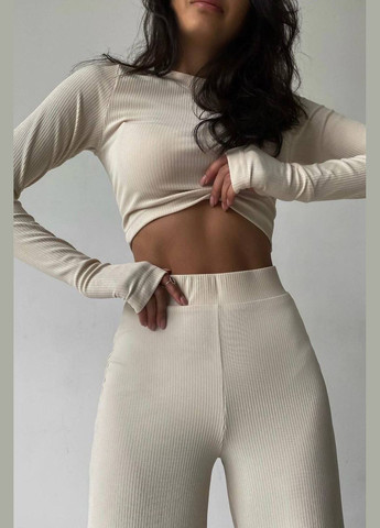 Костюм жіночий в рубчик бежевого кольору Let's Shop (301000909)