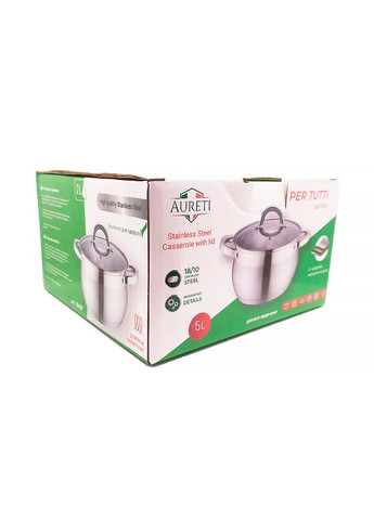 Каструля 5 л Per Tutti нержавіюча сталь Aureti Кастрюля 5 л Per Tutti 22 см нержавеющая сталь (304728939)