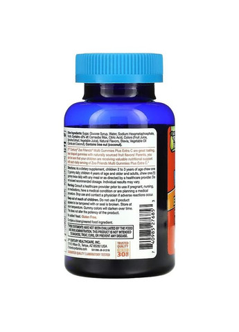 Мультивітаміни для дітей, посилений вітамін С, фруктовий смак, Zoo Friends Multi, Plus Extra C, 60 жувальних цукерок 21st Century (373313498)