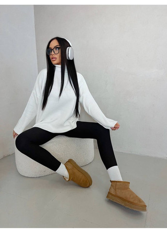 Молочный демисезонный удлиненный oversize светр с горловиной — замер в описании DK/DL Мода без кордонів