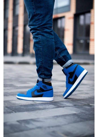 КРОСІВКИ ЖІНОЧІ NIKE AIR JORDAN RETRO 1 HIGH BLUE BLACK НАЙК АІР ДЖОРДАН ЧОРНІ No Brand чорні демісезони (390650104)